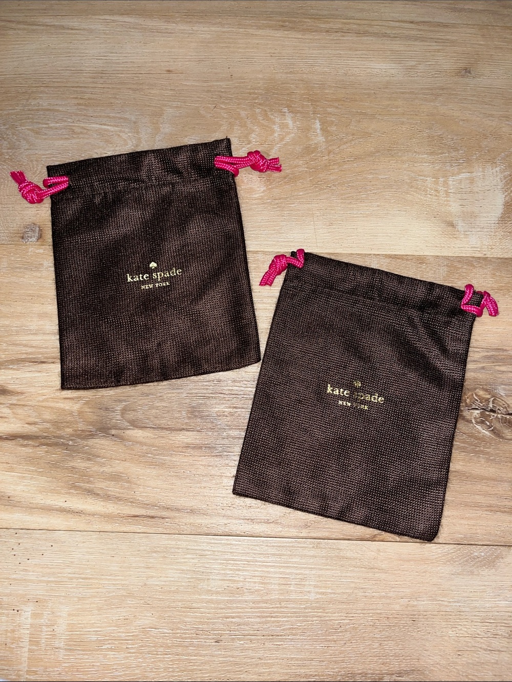 New (2) kate spade brown jewelry bags with gold logo